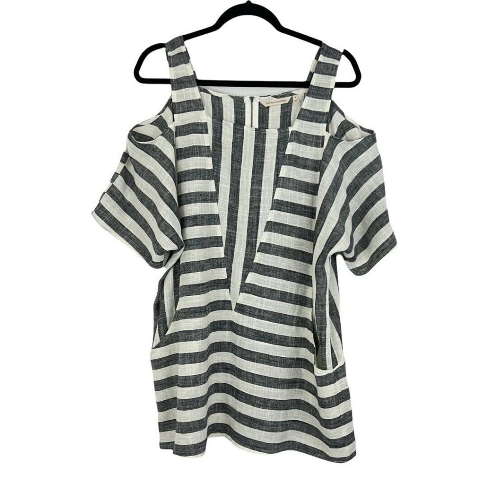 Soft Surroundings Size Medium Striped Cold Shoulder Linen Sunset Tunic Top